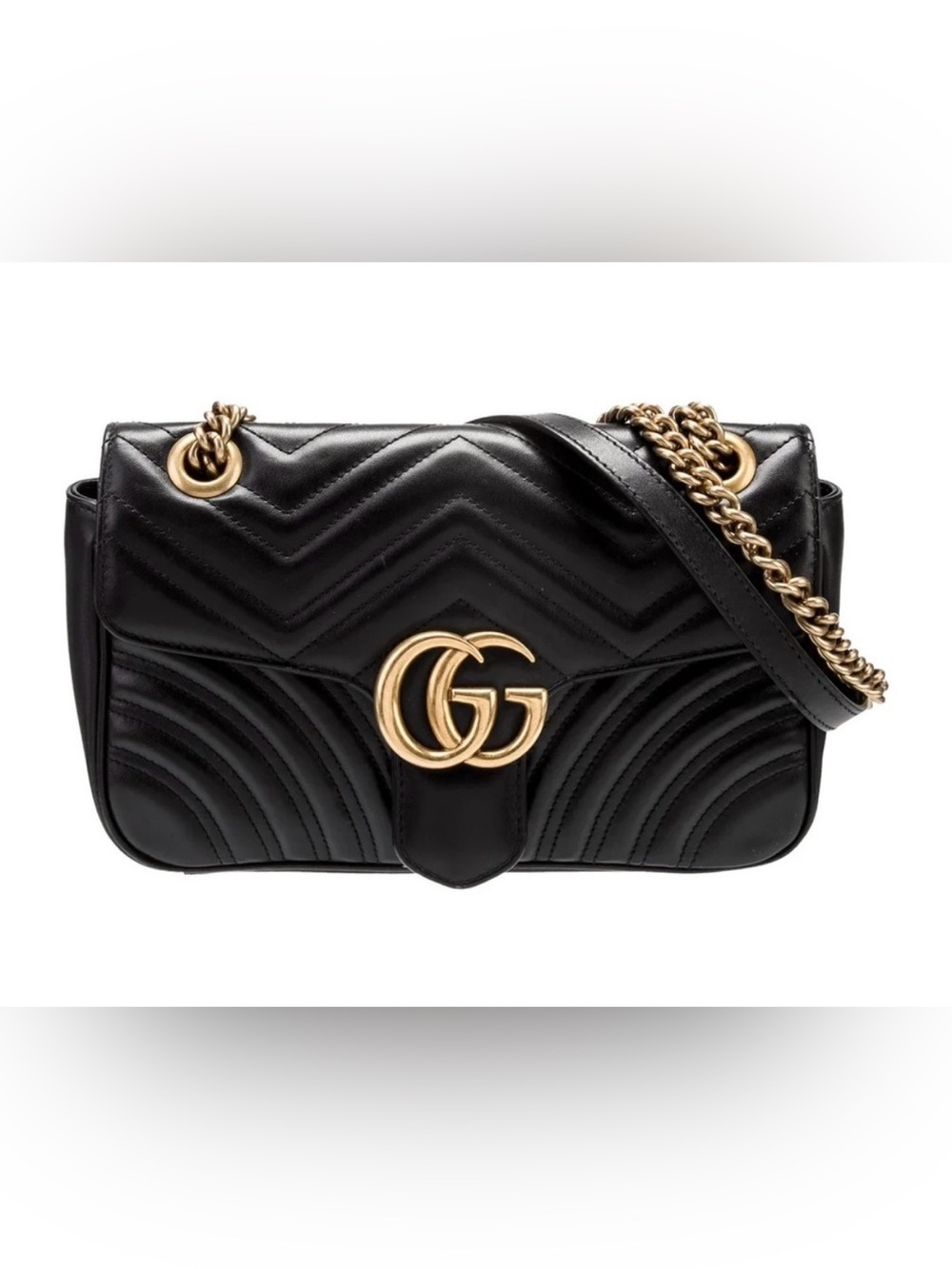 Gucci Black GG  Marmont medium shoulder bag